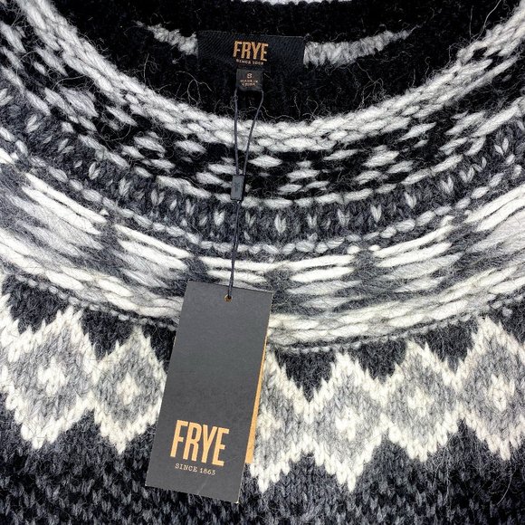 Frye Oversized Chunky Knit UNISEX Fair Isle Sweater Wool Alpaca Blend NWT - Picture 3 of 10